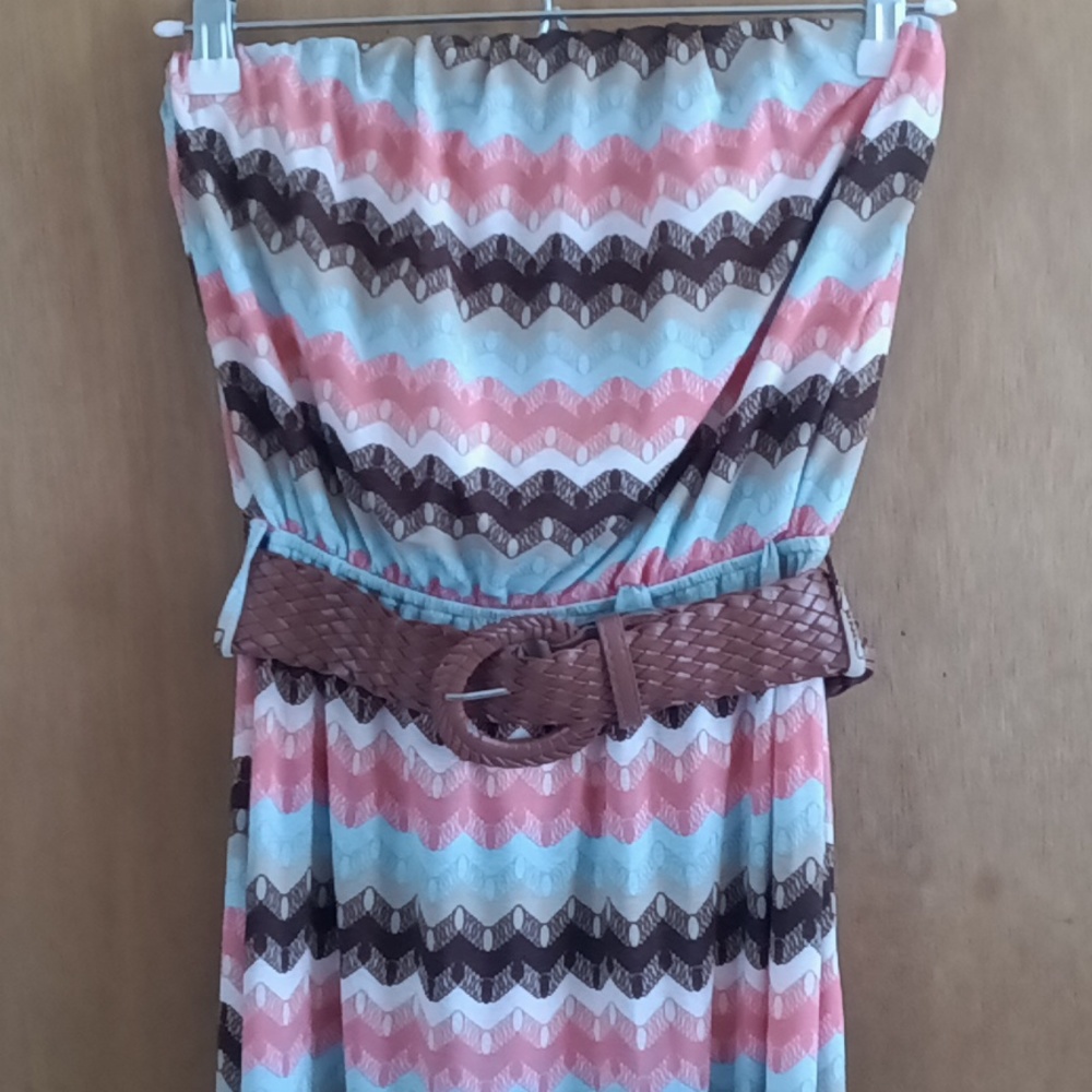 Rue21 long length strapless dress with waist cinch belt size MED